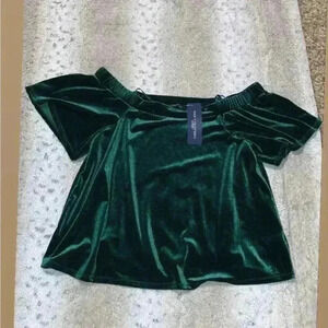 NWT ONE CLOTHING Green Velvet Top